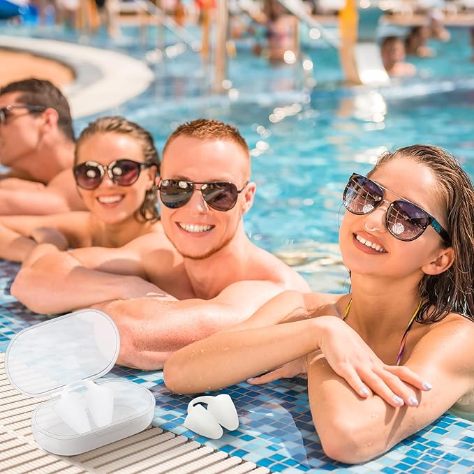 2 Pack Nose Plugs for Swimming for Adults and Kids (Age 7-12), Waterproof Soft Silicone Swimming Protectors Nose Block Nostril Plugs for Swimmers Surfers Water Sports