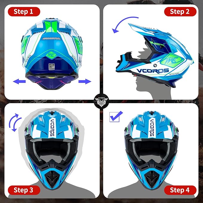 VCOROS H637 Adult Motocross Helmets ATV Dirtbike BMX MX Offroad Adventure UTV Helmets DOT Approved