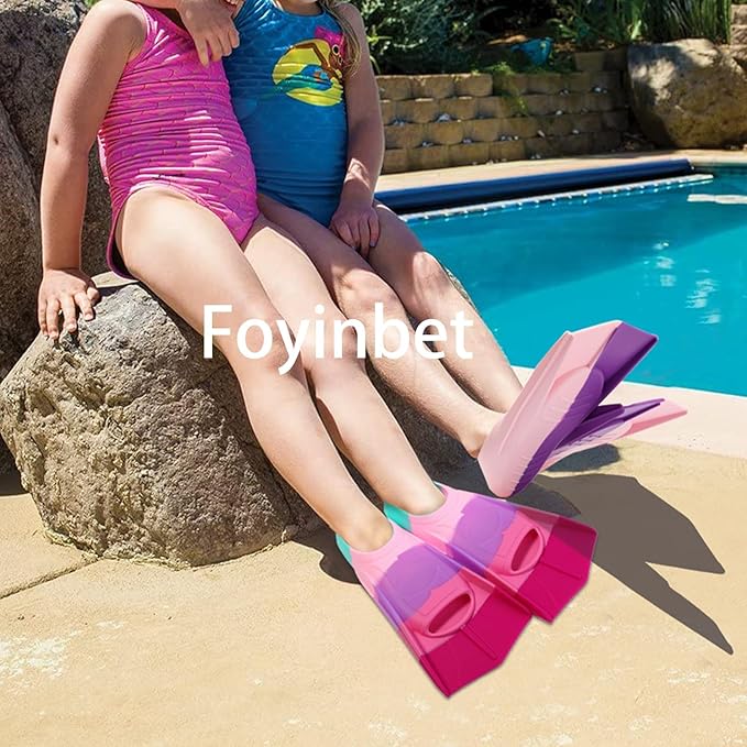 Kids Swim Fins,Short Kids Fins Youth Swimming Flippers for Lap Swimming Training for Children Girls Boys Beginners