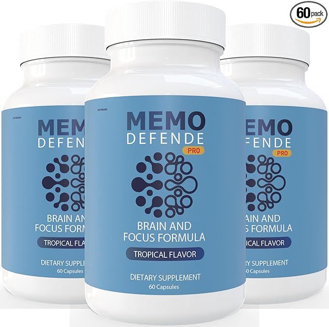 Memo Defende Pro Brain and Focus Formula, Tropical Flavor, 60 Capsules, Dietary Supplement with Vitamins and Minerals (3)