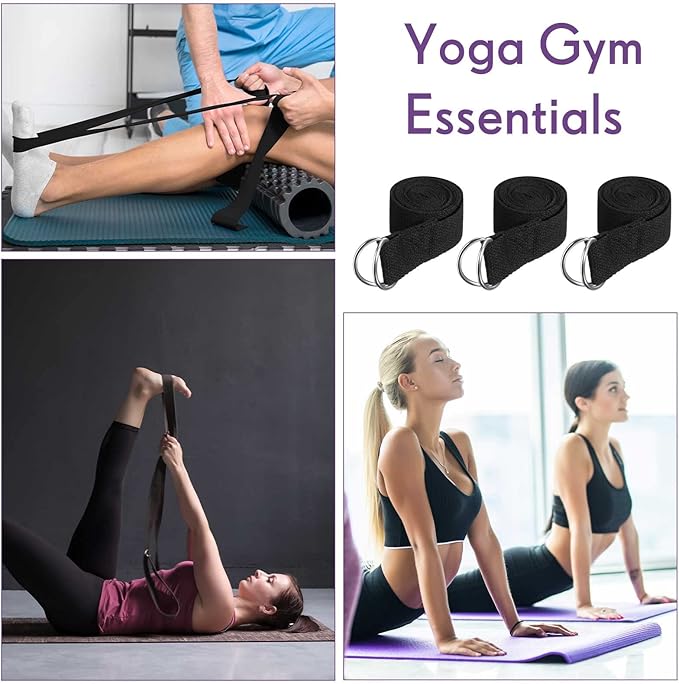 Jerify 10 Pcs Yoga Strap for Stretching Bulk 6ft Exercise Stretch Band with Metal D Ring Adjustable Pilates Non Elastic Yoga Stretch Belt for Women Men Physical Fitness Gym Workout Dance