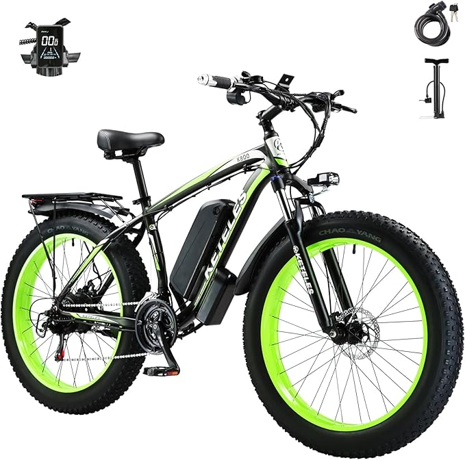 Peak 2000W Electric Bike for Adults 27 MPH 48V15Ah Removable Battery Max 40-80 Miles E Bike 26" Fat Tire Ebike Shamano 21-Speed All Terrain for Mountains Snow Sand Road