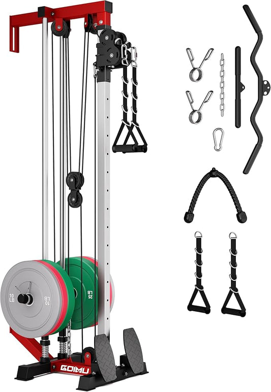 Wall Mount Cable Station, WM1 Cable Crossover Machine with 17 Positions, High and Low Cable Crossover Machine with Removable Footplate for Garage Home Gym
