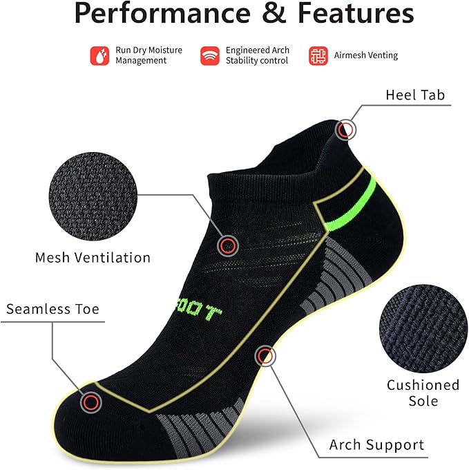 MONFOOT Men's/Women's 3-10 Pairs Silky Dry Athletic Cushion Ankle Socks, Multipack