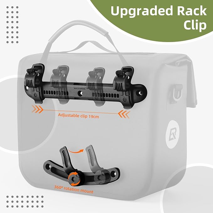 ROCKBROS Bike Panniers 15L Capacity Waterproof Bike Rack Bag Bicycle Panniers for Cycling Commuting Bikepacking Green