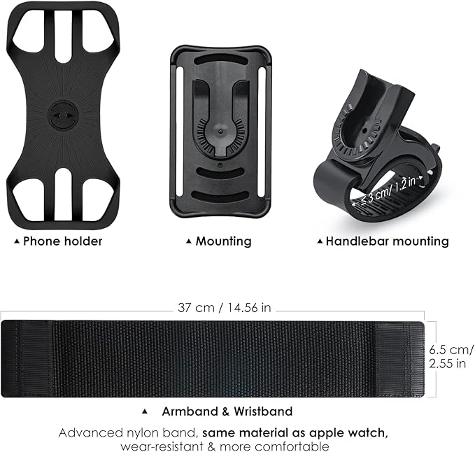 Cikyner Running Armband, Upgraded 3 in 1 Running Phone Holder Sports Armband Bicycle Phone Holder 360° Rotatable & Detachable Running Phone Armband for 4.5-7'' iPhone for Gym Running Hiking