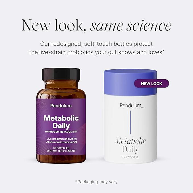 Pendulum Metabolic Daily - Multi-Strain Probiotic with Akkermansia muciniphila to Support Metabolism and Sustain Energy Levels - for Women and Men - 90 Capsules (1 Pack)