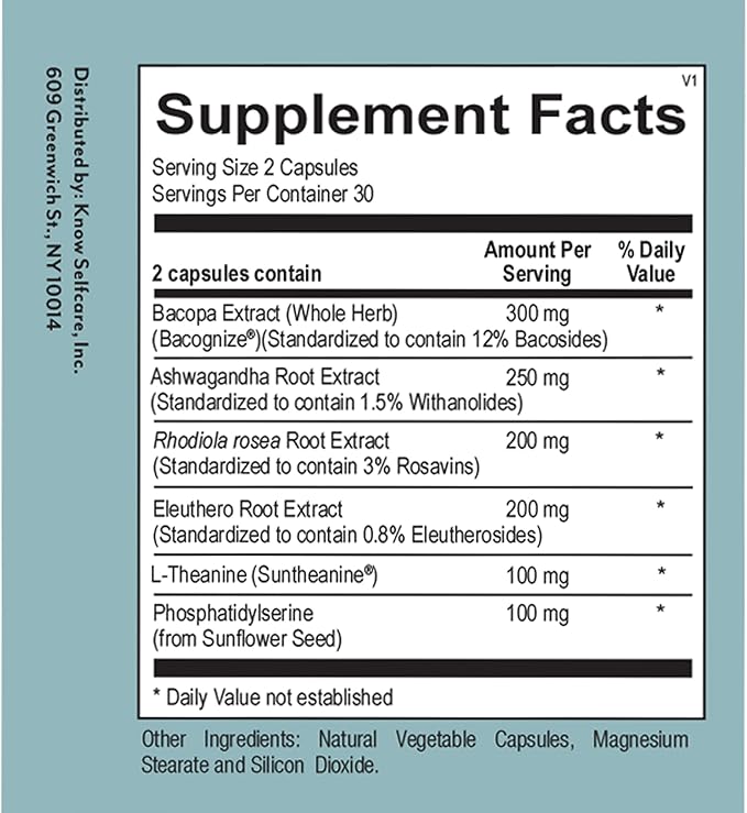 Veracity Cortisol Calming - Clinically Proven Stress & Sleep Support Supplement - Reduces Tension & Improves Mental Clarity with Natural Blend of Adaptogens - 60 Capsules