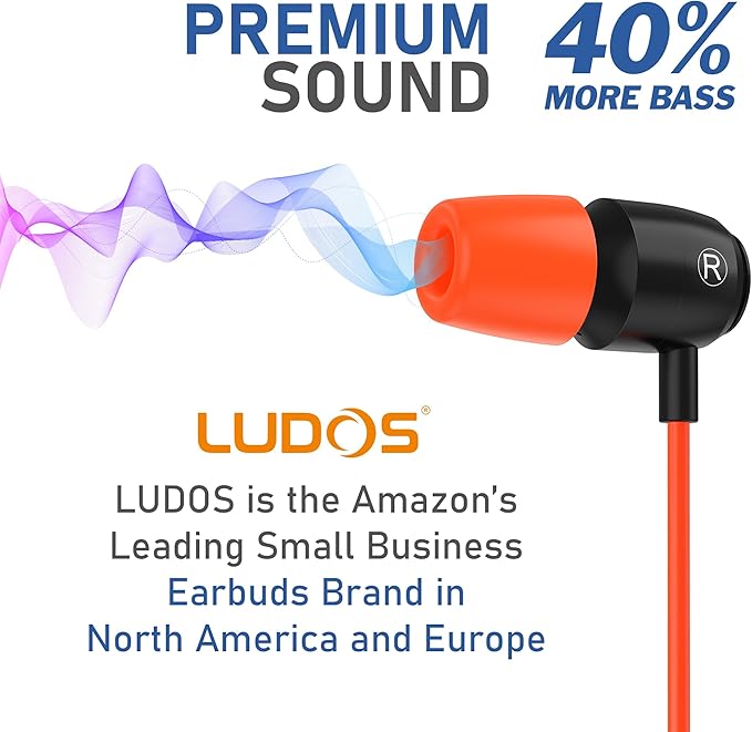 LUDOS Clamor USB C Headphones for iPhone 16 15 Pro Max Plus iPad Pro, 5 Years Warranty, USB-C Earbuds for Samsung Galaxy S24 S23 Ultra S22 S21 FE S20 A55 A54 A53, USB Type C Earphones - Coral