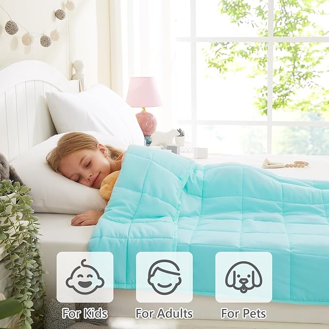 L'AGRATY Weighted Blanket - 40"x60" 7lbs Cooling Breathable Weighted Blanket Microfiber Material with Glass Beads