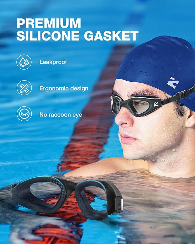 ZIONOR G1 Lite Swim Goggles with Swim Cap Comfortable Anti-fog Swimming Goggles Cap Set for Adult Men Women