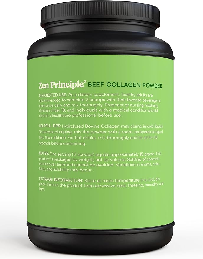 Zen Principle Grass-Fed Agglomerated Hydrolyzed Collagen Peptides 3 lb. Anti-Aging Protein Powder for Healthy Hair, Skin & Joints. Paleo and Keto Friendly, GMO and Gluten Free, Pasture-Raised Bovine.