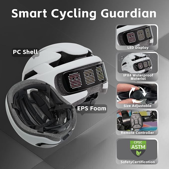 Smart Bike Helmet with Light: Bicycle Helmets for Adult Teens for Mountain & Road Cycling Electric Scooter Skateboard Skating