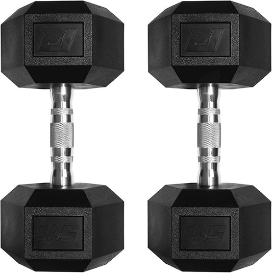 RitFit 5-650 LBS PVC Encased Hex Dumbbell Sets with Optional Rack for Home Gym, Hand weight with Chrome Handle for Strength Training, Workouts