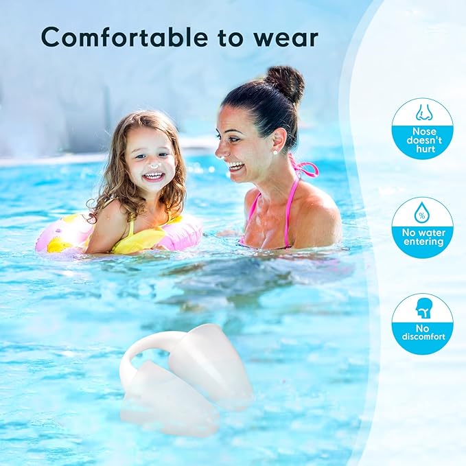 Painless Nose Plugs for Swimming for Kids (Age 6-13) and Adults, Silicone Waterproof Nose Clip for Swimming,Ensure Comfort and Safety in The Water