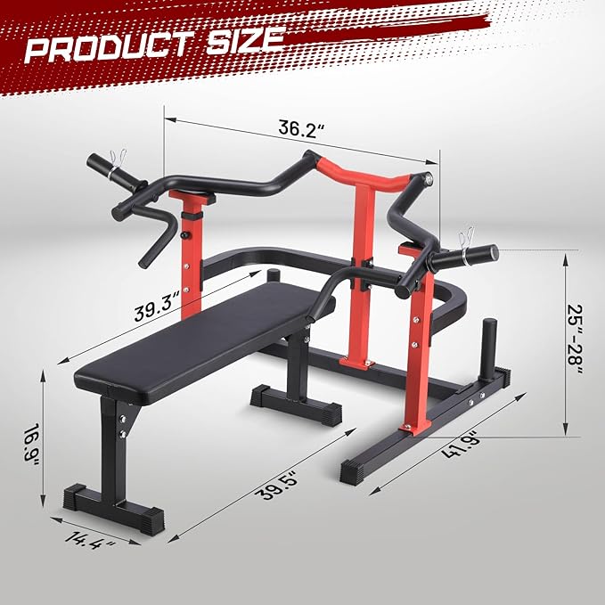 Chest Press Machine, Weight Bench Press Machine, Adjustable Flat Incline Bench with Independent Converging Arms, Multifunctional Bench Press Rack for Home Gym Equipment