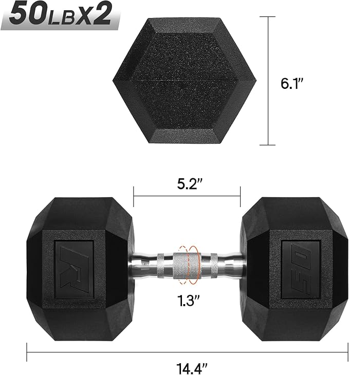 RitFit 5-650 LBS PVC Encased Hex Dumbbell Sets with Optional Rack for Home Gym, Hand weight with Chrome Handle for Strength Training, Workouts
