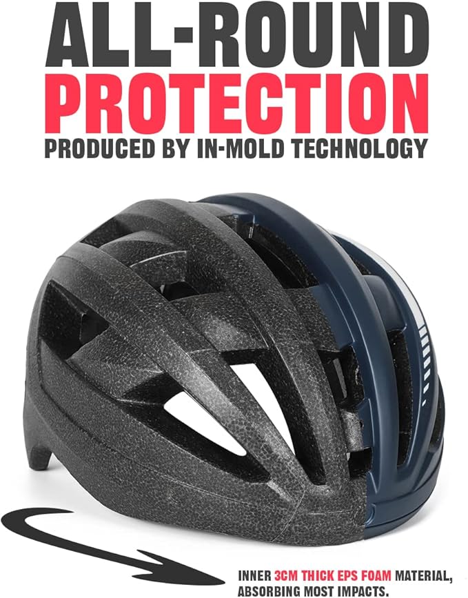 VICTGOAL Bike Helmet for Men Women with Led Light Detachable Magnetic Goggles Removable Sun Visor Mountain & Road Bicycle Helmets Adjustable Size Adult Cycling Helmets