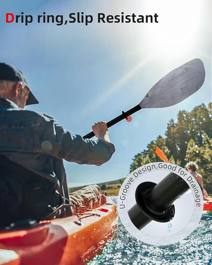 Abahub Adjustable Kayak Paddle 210-230 cm/ 230-250 cm Floating Kayaking Oars Boating Oars Canoeing Oars Black