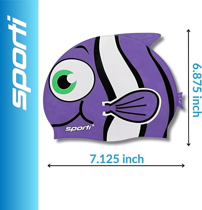 Sporti Silicone Swim Cap for Kids, Unisex Youth Swimming Cap, Protection Bathing Caps for Your Children, Aged 2-10