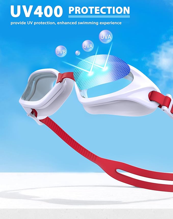 Swim Goggles, Unisex Adult Swimming Goggles Anti Fog Anti UV No Leakage Wide View for Men Women Youth