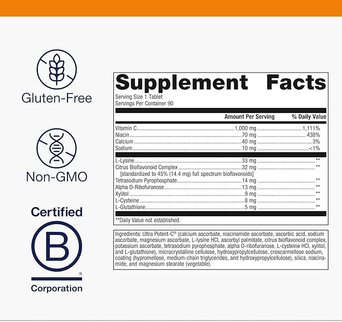 Metagenics Ultra Potent-C 1000 Vitamin C - Gentle, Buffered Vitamin C Supplement - Immune Support Supplement* - Ascorbic Acid - 90 Tablets