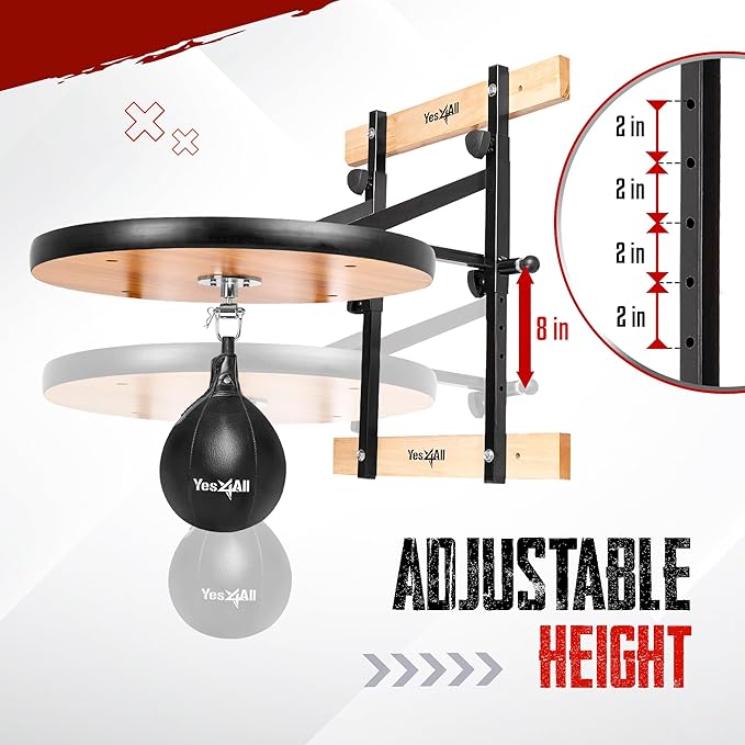 Yes4All 24 inches Adjustable Speed Bag Platform with Upgraded Speed Balls, Wall Mount Punching Bag Boxing Training Full Kit