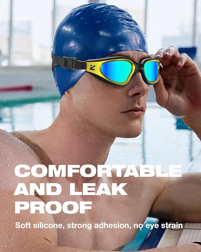 ZIONOR G1 Nava Super Anti-Fog Unisex Swim Goggles Mirror/Bright Smoke Lens