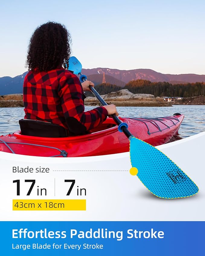 OCEANBROAD Kayak Paddle 86in/218cm, 90.5in/230cm Alloy Shaft 2-Piece Floatable Kayak Oar for Kayaking Canoeing Boating