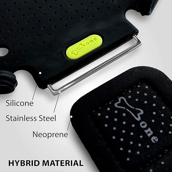 BONE Run Tie, Running Cell Phone Holder, Skin-Friendly & Washable Silicone Sport Armband, Universal Workout Phone Carrier Compatible with Most Smartphone (Gray - Size XL/Arm Size 15.7-21.4")