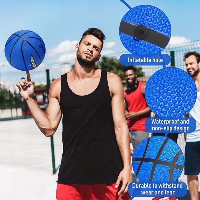 Jerify 12 Pieces Basketballs Bulk Official Size 7 Rubber Basketballs 29.5 Rubber Inflatable Basketballs with Pump Indoor Outdoor Basketballs Bulk Standard Basketball for Training and Play