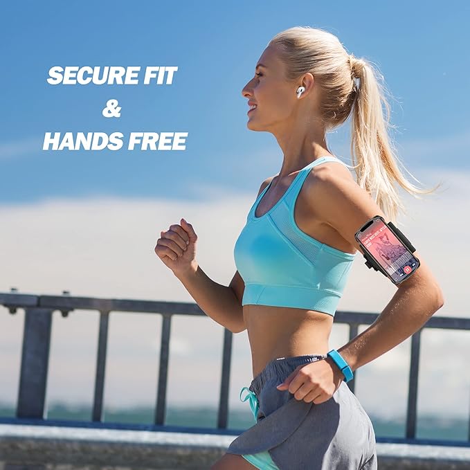 Cell Phone Running Armband - Detachable & 360° Rotatable Universal Cellphone Arm Band for iPhone 17 16 15 14 13 Pro Max Plus Samsung Galaxy Note S24 S23 for Workout Exercising Walking Jogging