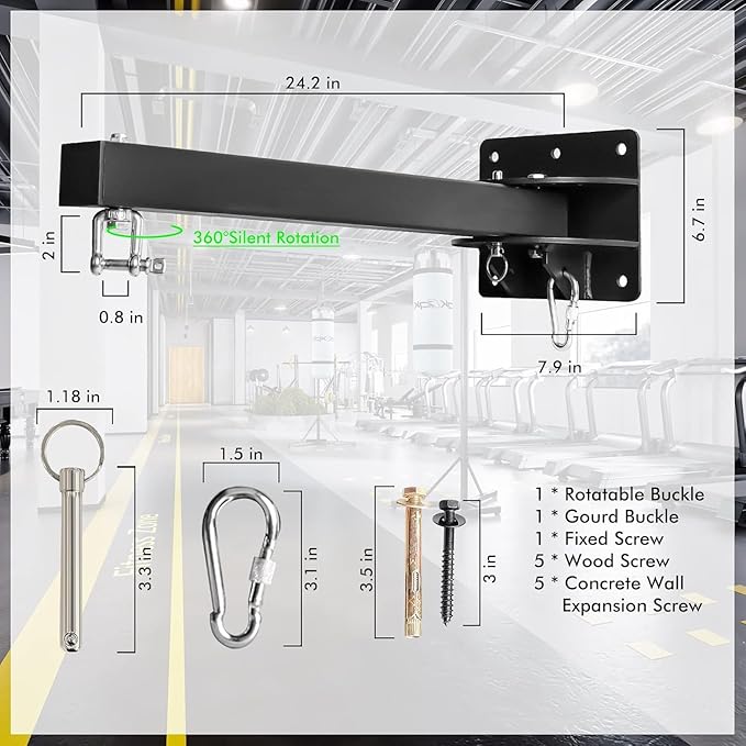 Heavy Bag Hanger, Wall Mount Punching Bag Hanger, Adjustable Heavy-Duty Wall Bracket for Home Gym Indoor Outdoor, Supports up to 900Ib