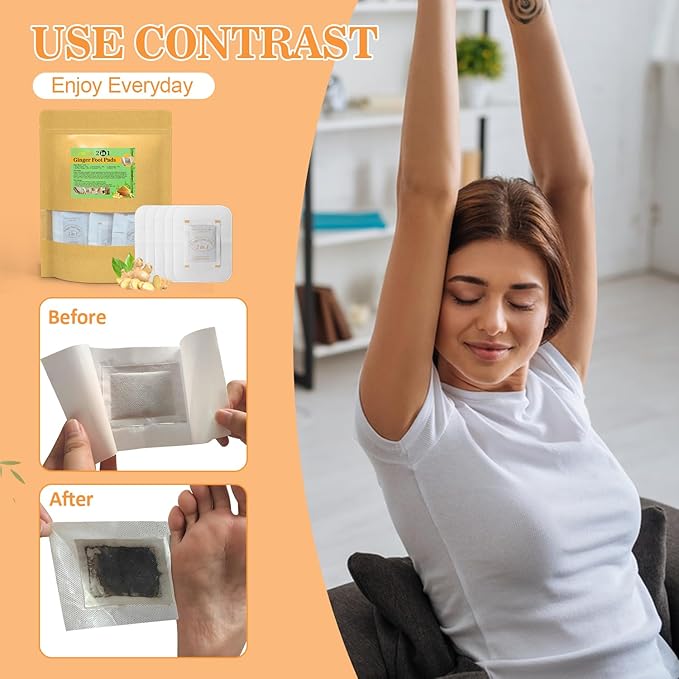 2 in 1 Foot Pads, 120 Pads Tear and Use Pure Ginger Bamboo Wormwood Foot Pads, Bigger Adhesive ''Stay in Place'' Goodnight Pads