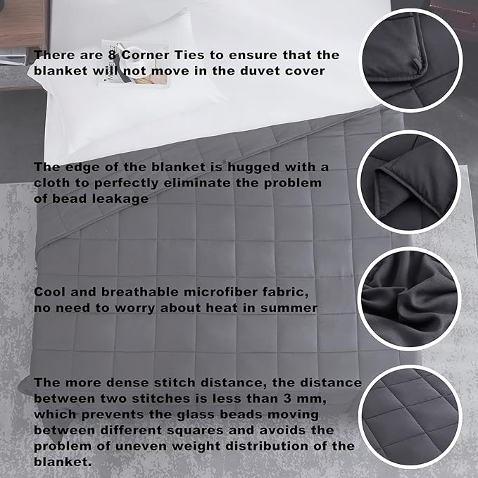L'AGRATY Weighted Blanket 30lbs 88x104 Cooling Breathable Heavy Blanket with Glass Beads for Adult All-Season