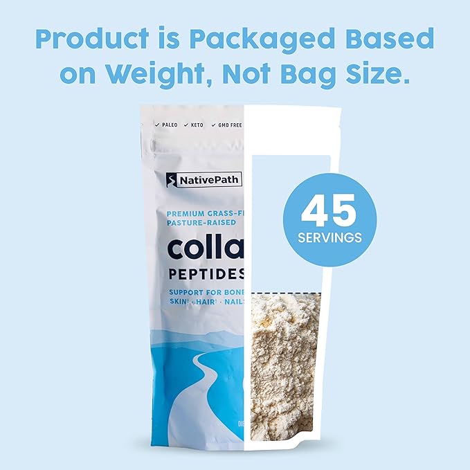 NativePath Collagen Peptides Protein - Hydrolyzed Type 1 & 3 Collagen Powder for Skin, Hair, Nails - 15.9 oz (45 Servings)