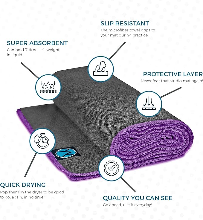 Youphoria Yoga Microfiber Non-Slip Towel - Hot Yoga Mat Towel for Enhanced Grip and Sweat Absorption