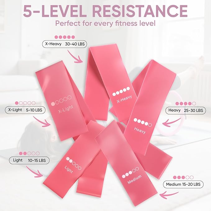 Home Pilates Kit for Women Pilates Equipment Ring and Ball Set Magic Circle Hoop with 5 Resistance Bands Compact Toning Fitness Essentials Starter Set Accessories