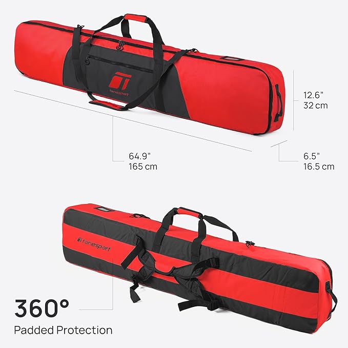 Snowboard Bag For Air Travel - Padded Snowboard Bag - Waterproof and Fully Padded Snowboarding Travel Bag For Flying - Up to 165 CM Snowboards