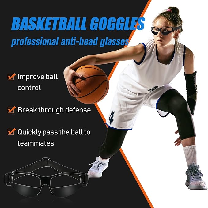 Dribbling Goggles Basketball Sports Glasses Adjustable Dribbling Black Goggles Basketball Training Equipment
