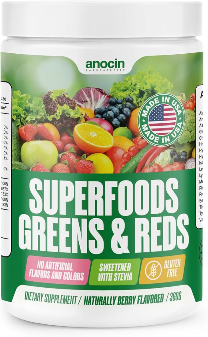 Superfood Greens Powder, Digestive Enzymes with Probiotics + Prebiotics, Gut Health, Bloating Relief for Women, Chlorella, Green Juice Mix with Beet Root Powder