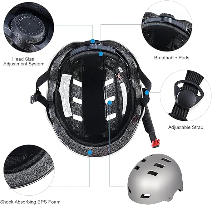 Bike Helmet 3 Sizes for Teenager Kids Youth Adults,Bavilk Skateboard Helmet Adjustable Multi-Sport Bicycle Cycling Scooter Roller Skate Inline Skating Rollerblading for Girls Boys Women Men Teen