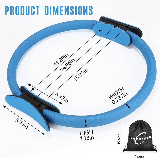 Pilates Ring Fitness Circle 14" Yoga Rings Magic Circle with Dual Padded Handles for Toning Arms, Thighs/Legs & Core，Home Exercise Equipment ﻿