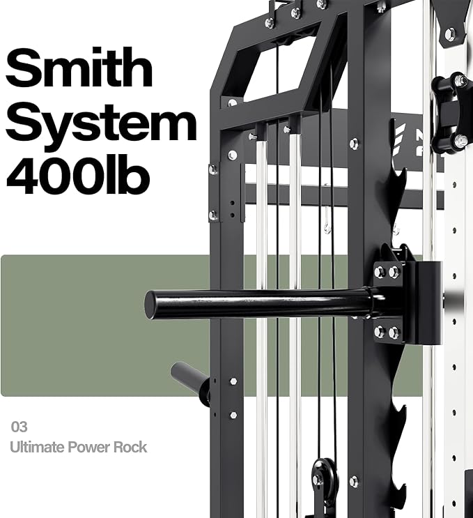 Major Fitness Drone2 Smith△ Machine – All-in-One Home Gym Squat Rack with Weight Bar, Dual LAT Pull-Down Systems & Cable Crossover Machine for Full-Body Workouts