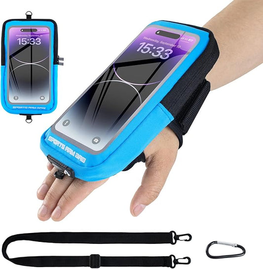 Phone Holder for Running, Running Armband Phone Holder with Carabiner, Phone Armbands for iPhone 16 15 14 13 12 11Pro Max & Galaxy S25/S24/S23, Cell Phone Armband Up to 6.8'' Phone (Blue)