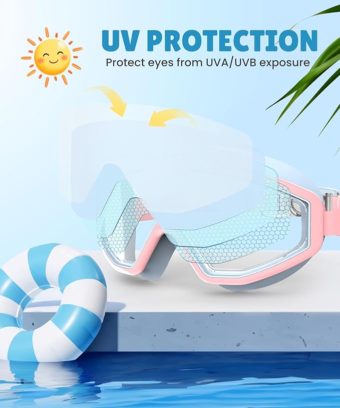 NSSIW Swim Goggles Swimming Kids-Goggles: Anti Fog No Leak with Nose Clip Earplugs for Girls Boys Youth 6-14 3 Pack