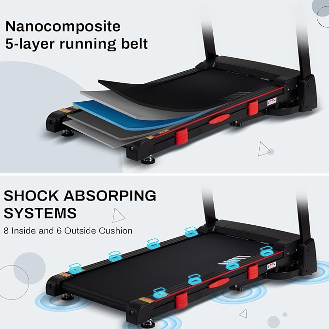 Treadmills for Home, 15% Auto Incline, 0.5-10 MPH, 18" Belt, 3 HP, 350lb Capacity, Foldable, Bluetooth App