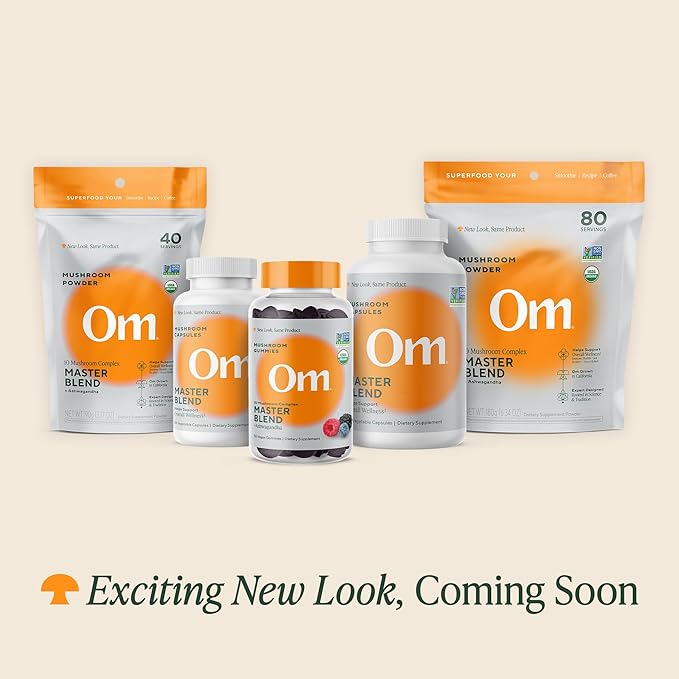 Om Master Blend Mushroom Capsules - Organic Mushroom Supplement with 10 Mushrooms and Ashwagandha – Support Immunity, Gut Health & Stress Relief, 84 Count (28 Servings)