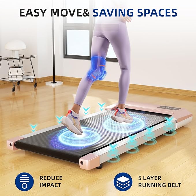 SupeRun Walking Pad, Under Desk Treadmill, 3 in 1 Portable Treadmill with Remote Control LED Display, 2.5 HP Quiet Walking Jogging Machine for Office Home Use, 300 Lbs Capacity