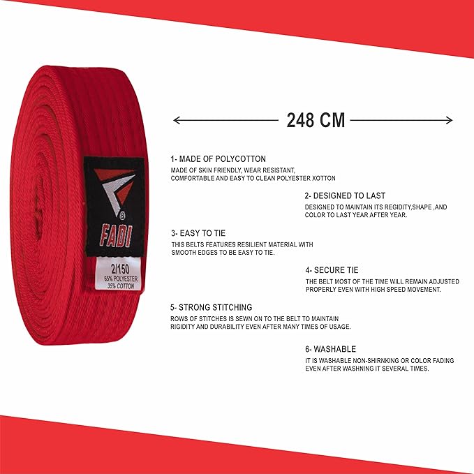 Martial Arts Belt for Karate, Judo, Aikido and Taekwondo - Durable Cotton-Polyester Blend for Adults and Kids